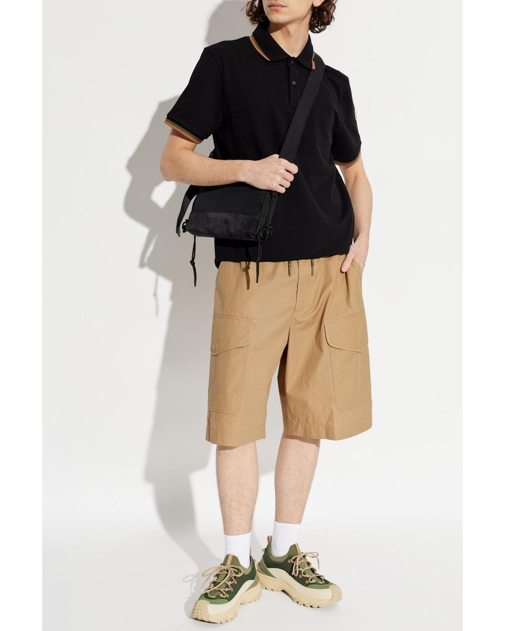 Moncler Black Polo With Logo Patch for men