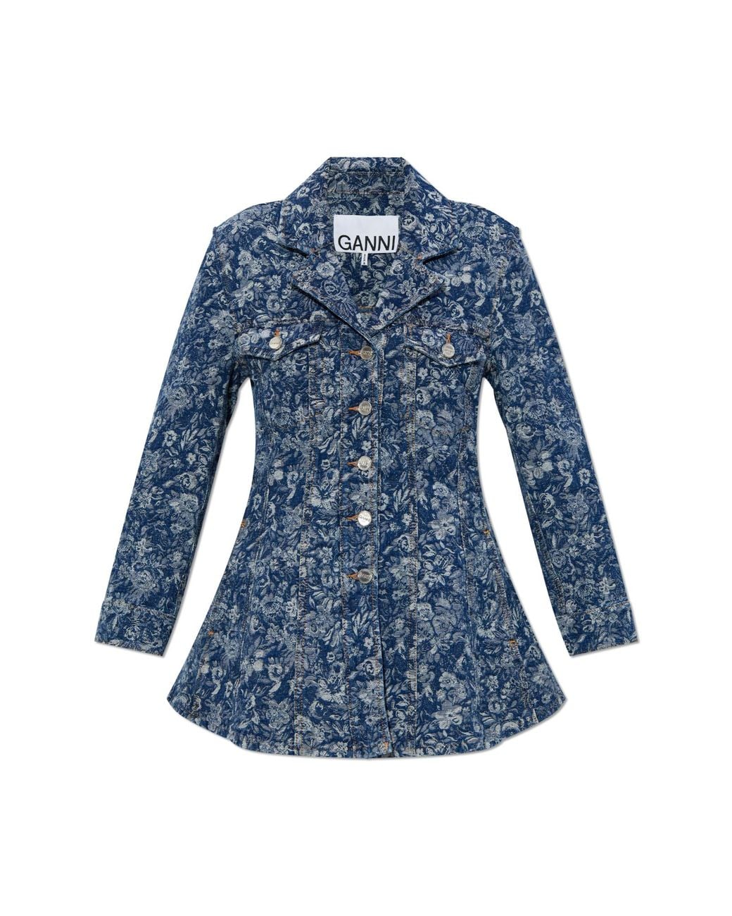 Ganni Blue Jacquard Denim Blazer