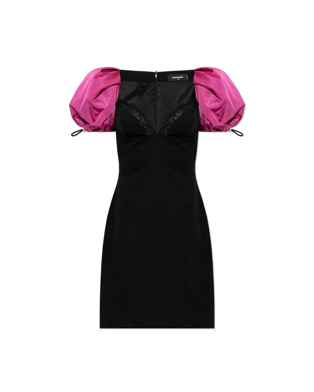 DSquared² Black Wool Dress With Puff Sleeves