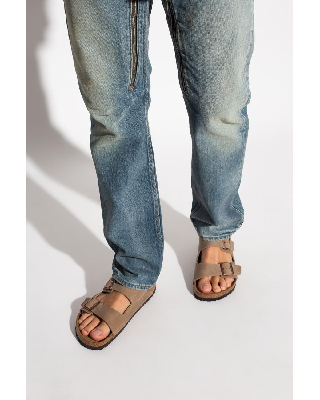 Birkenstock Natural 'Arizona Bs' Mule Sandals for men