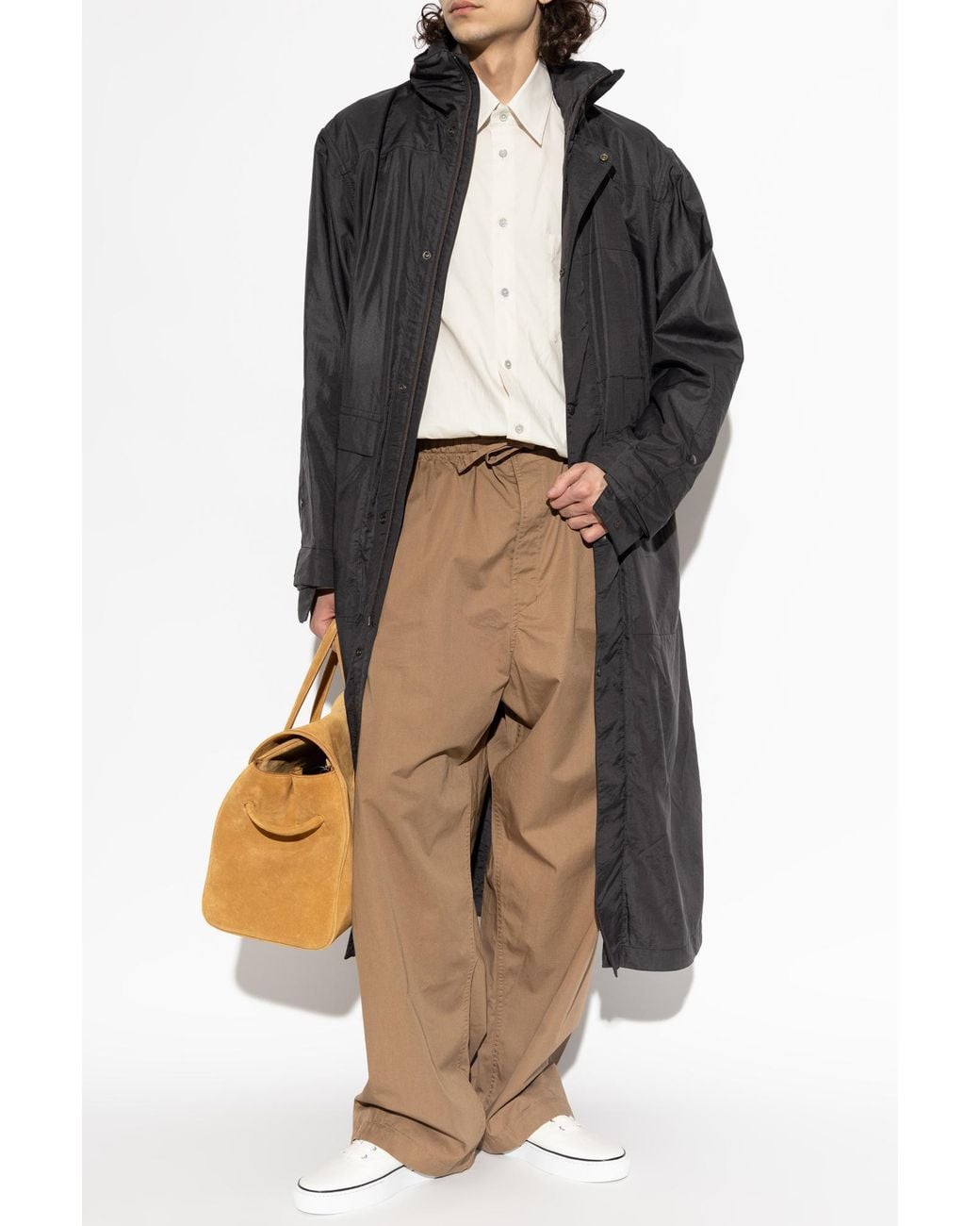 Lemaire Black Coat With Hood for men