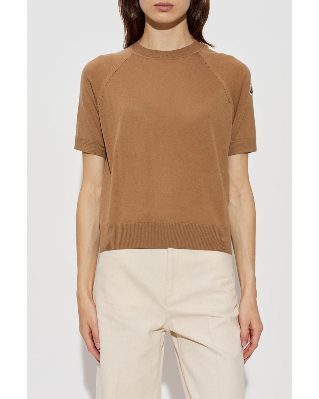 Moncler Brown Wool Top With A Crew Neckline