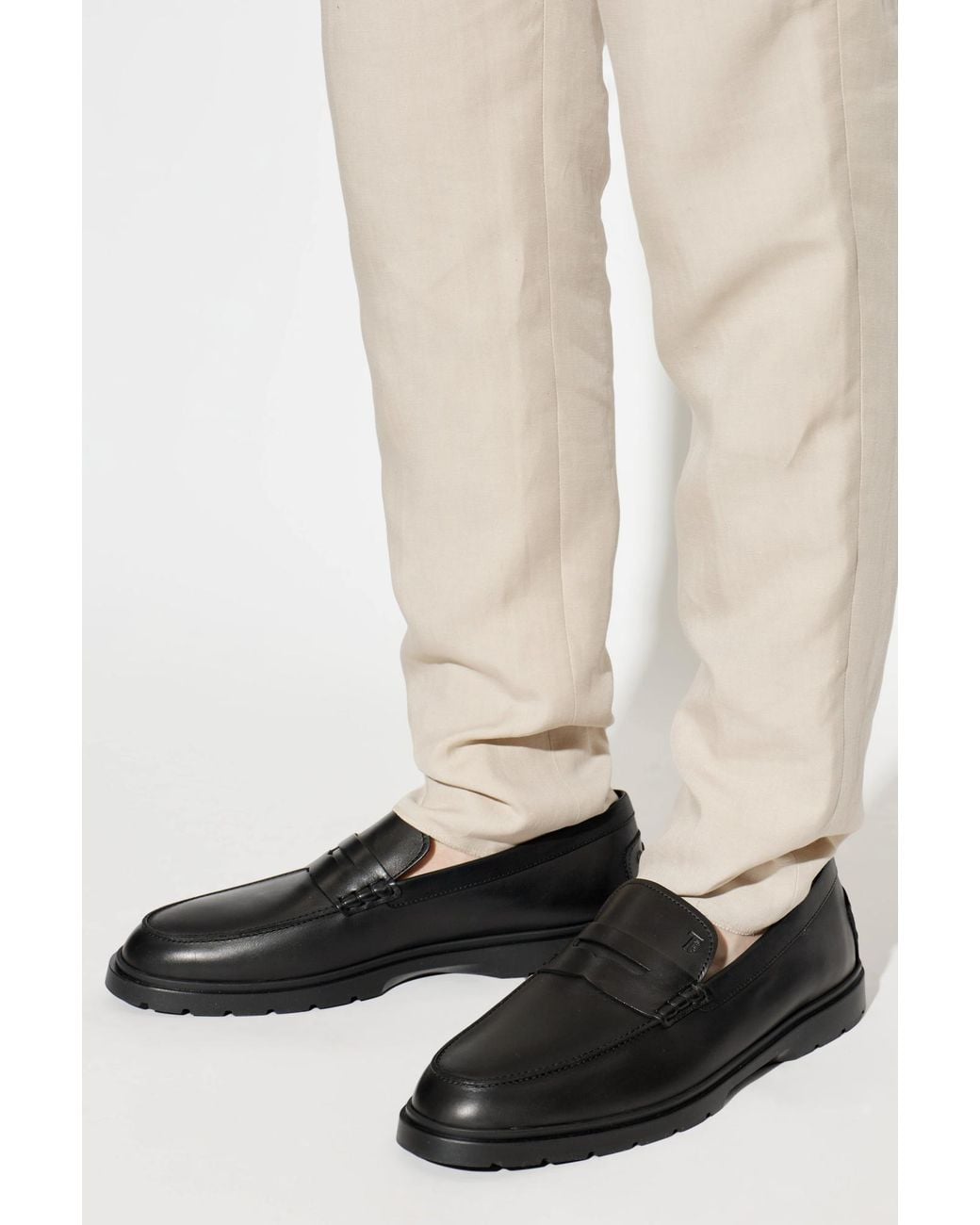 Tod's Black Leather 'Loafers' Shoes for men