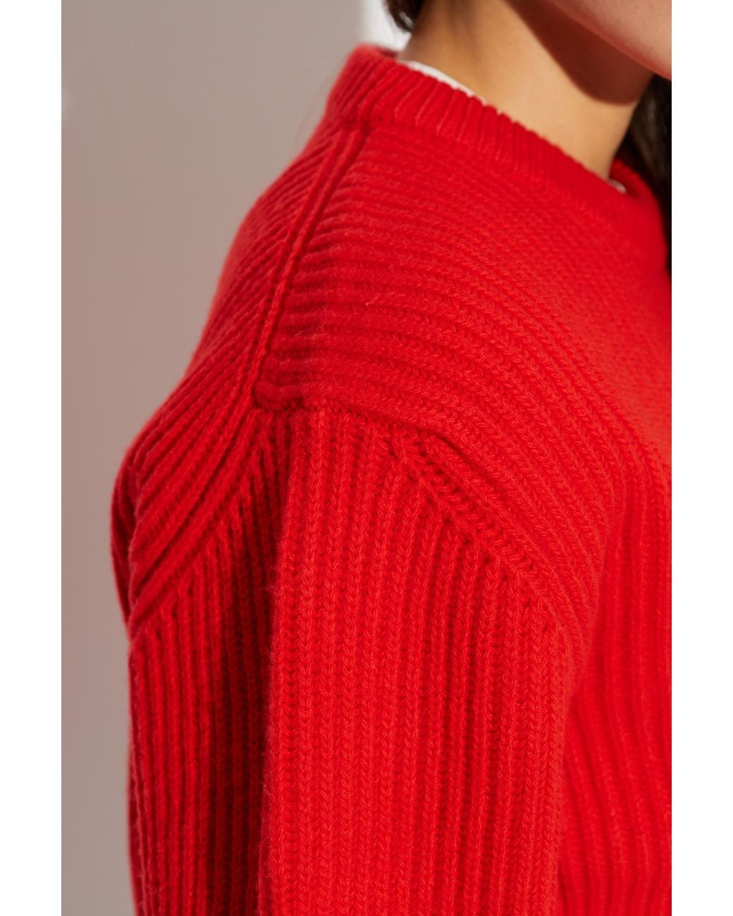 Jil Sander Red Wool Sweater With A Crew Neck
