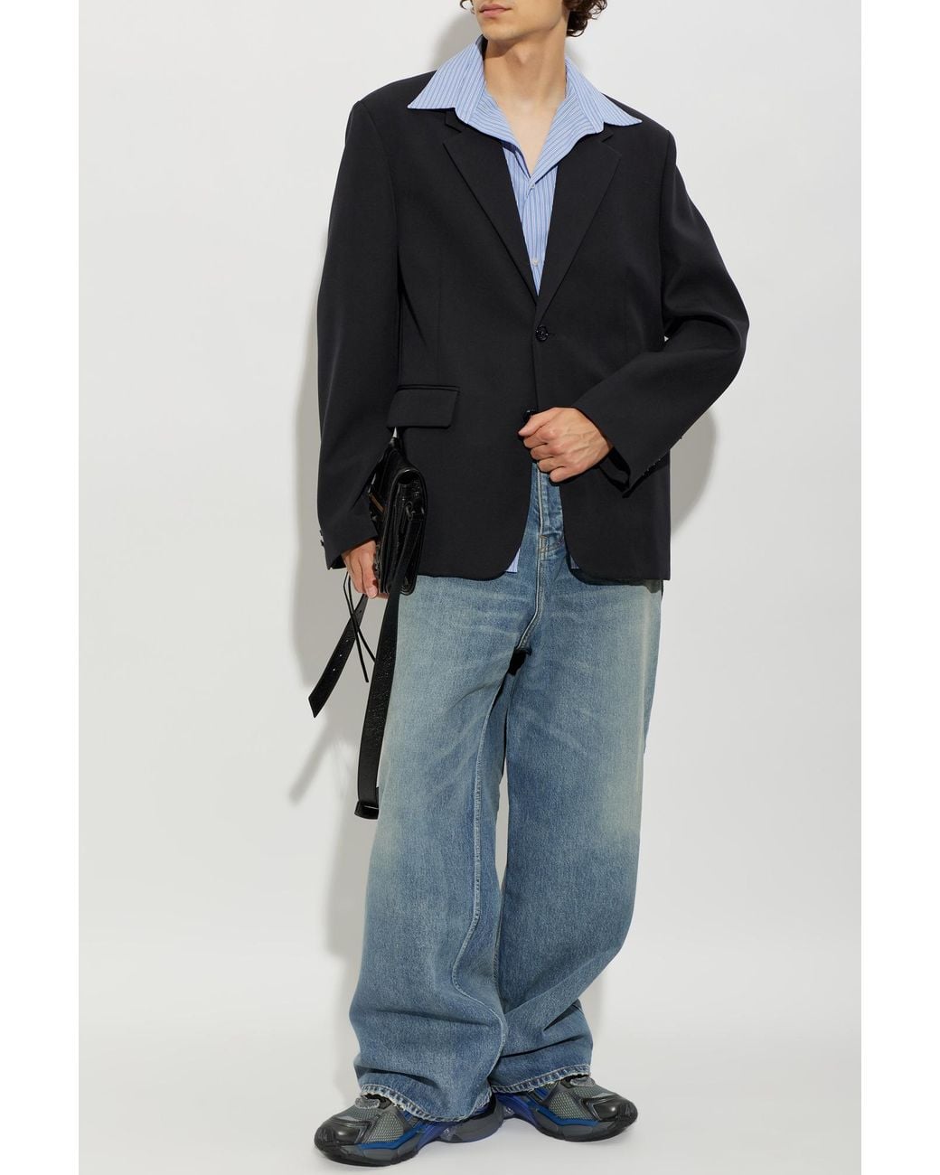 Balenciaga Black Oversized Wool Blazer for men