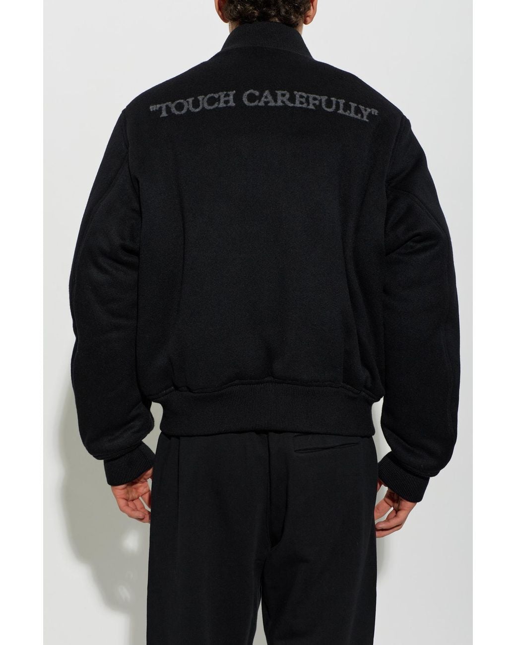 Off-White c/o Virgil Abloh Black Cashmere 'Bomber' Jacket for men