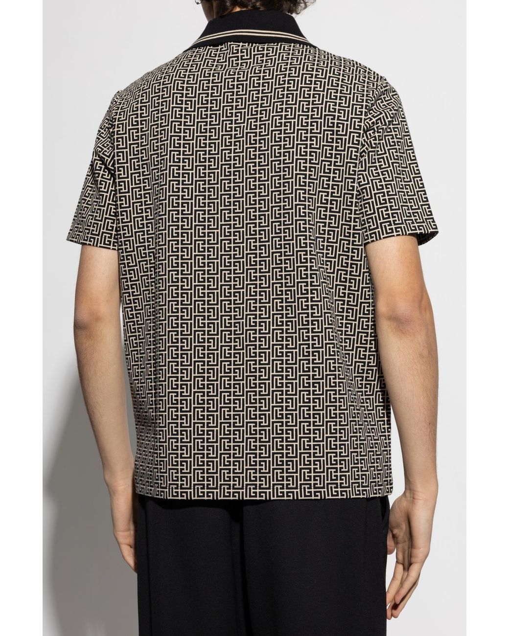 Balmain Gray Polo With Monogram for men