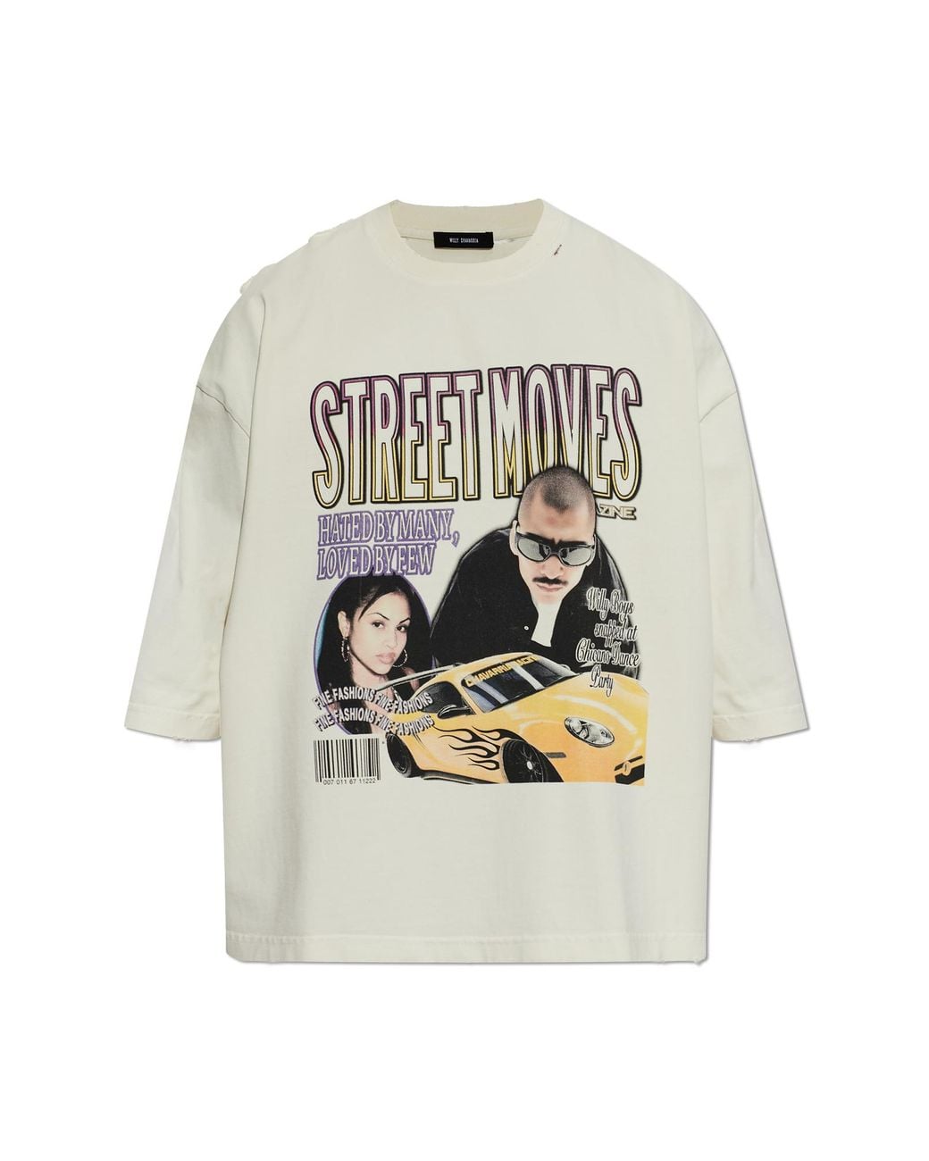 Willy Chavarria Natural Cotton T-Shirt 'Street Moves Buffalo' for men