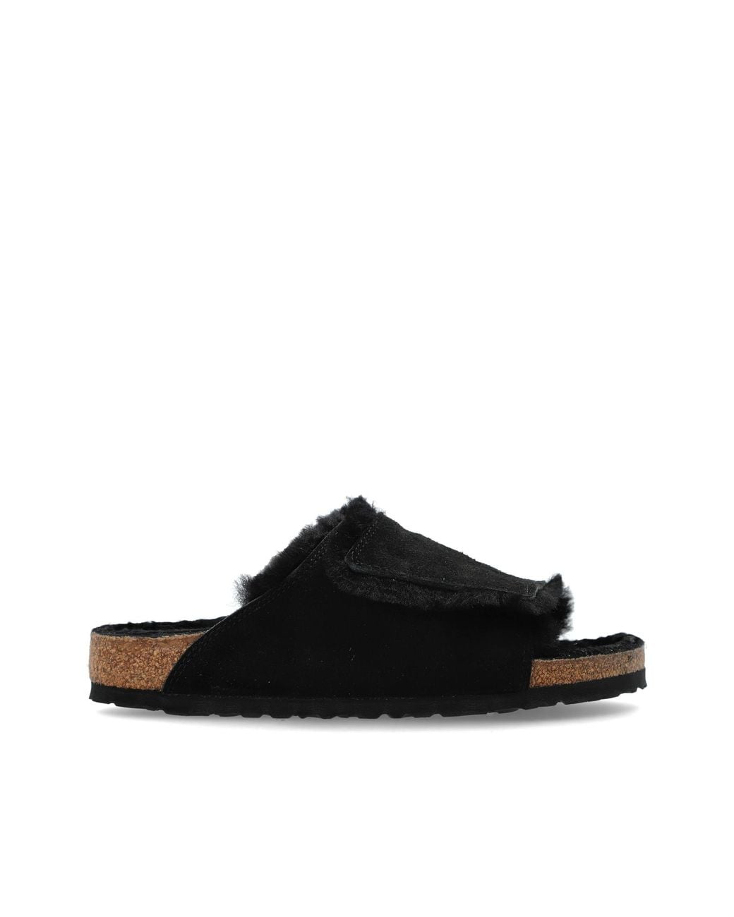 Birkenstock Black 'Solana Shearling' Slides for men