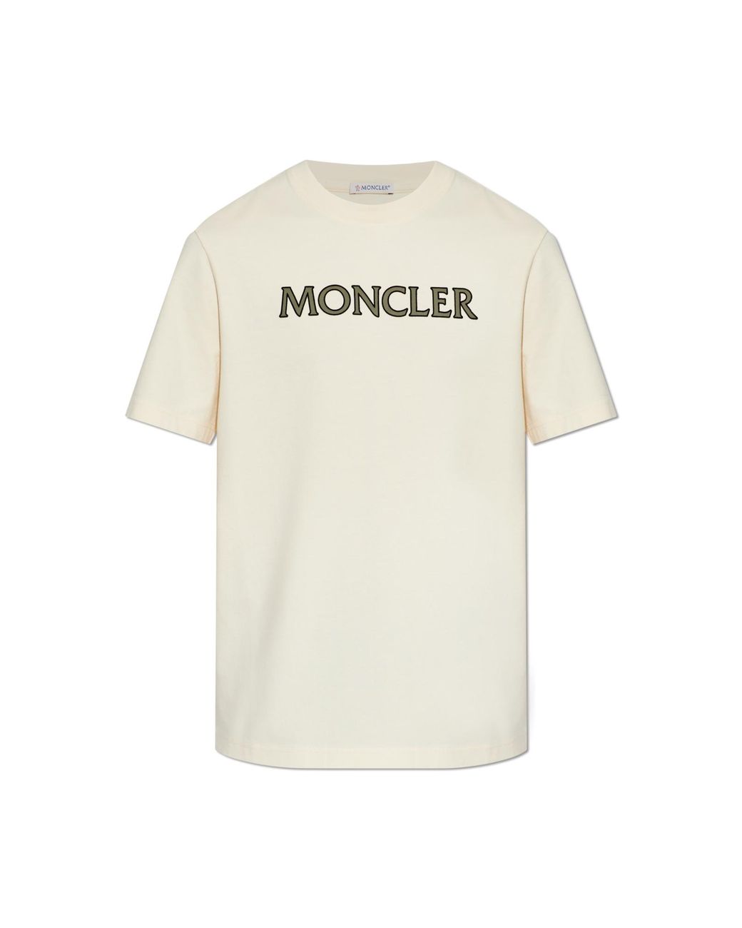 Moncler White T-Shirt With Embroidered Logo for men