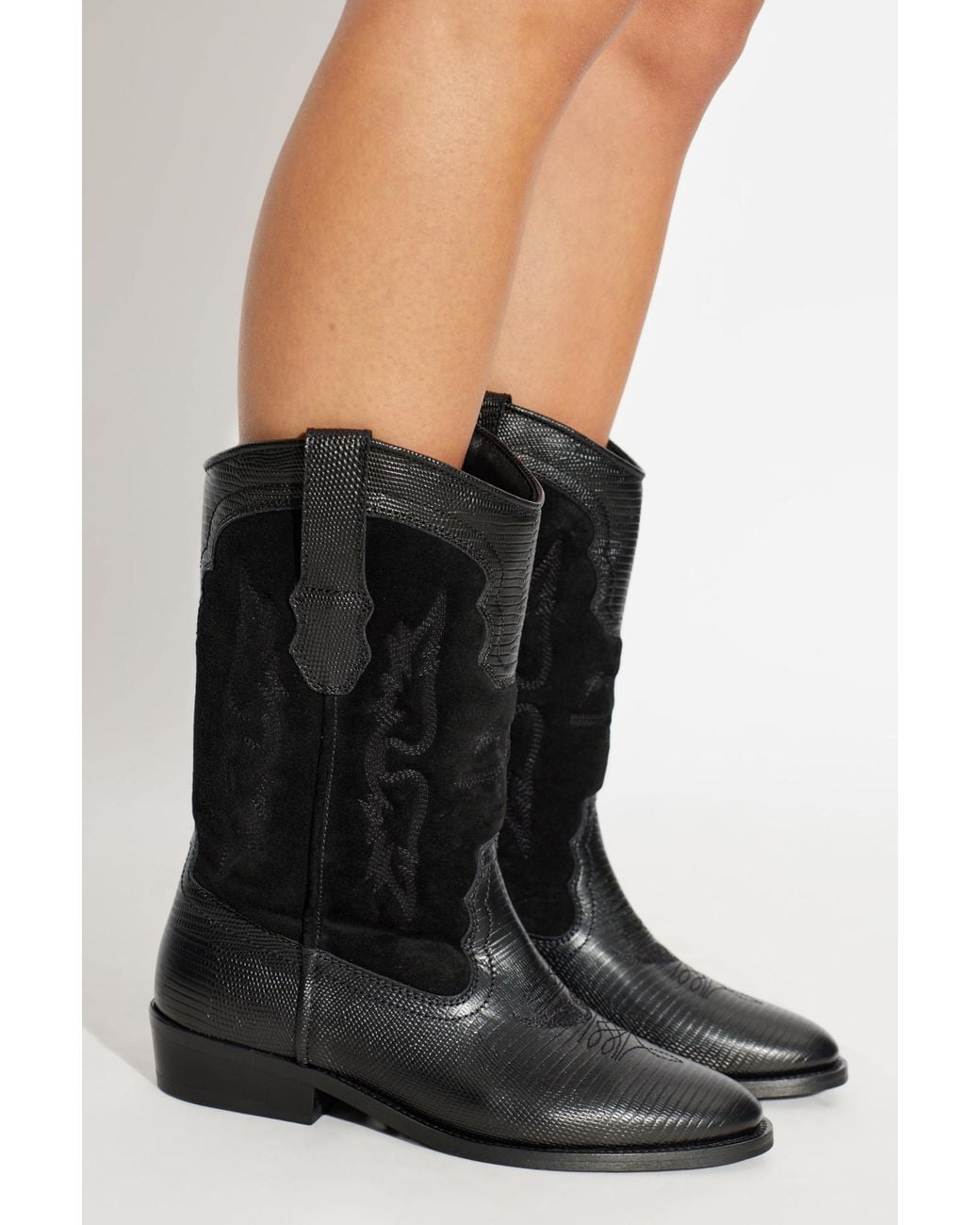Zadig & Voltaire Black 'Tex Western Wild' Ankle Boots