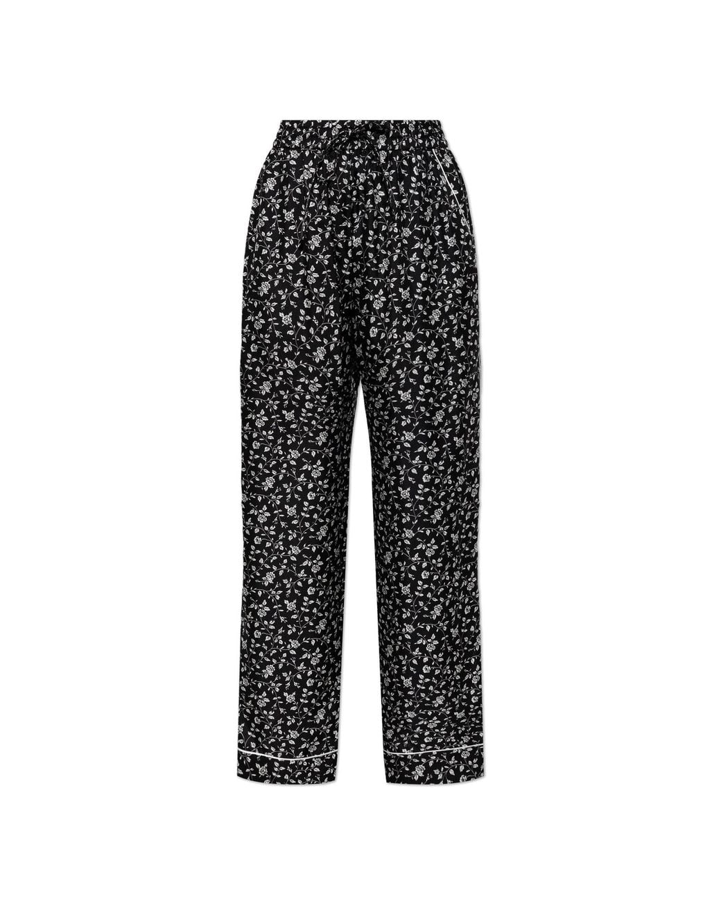 Dolce & Gabbana Black Floral Silk Trousers