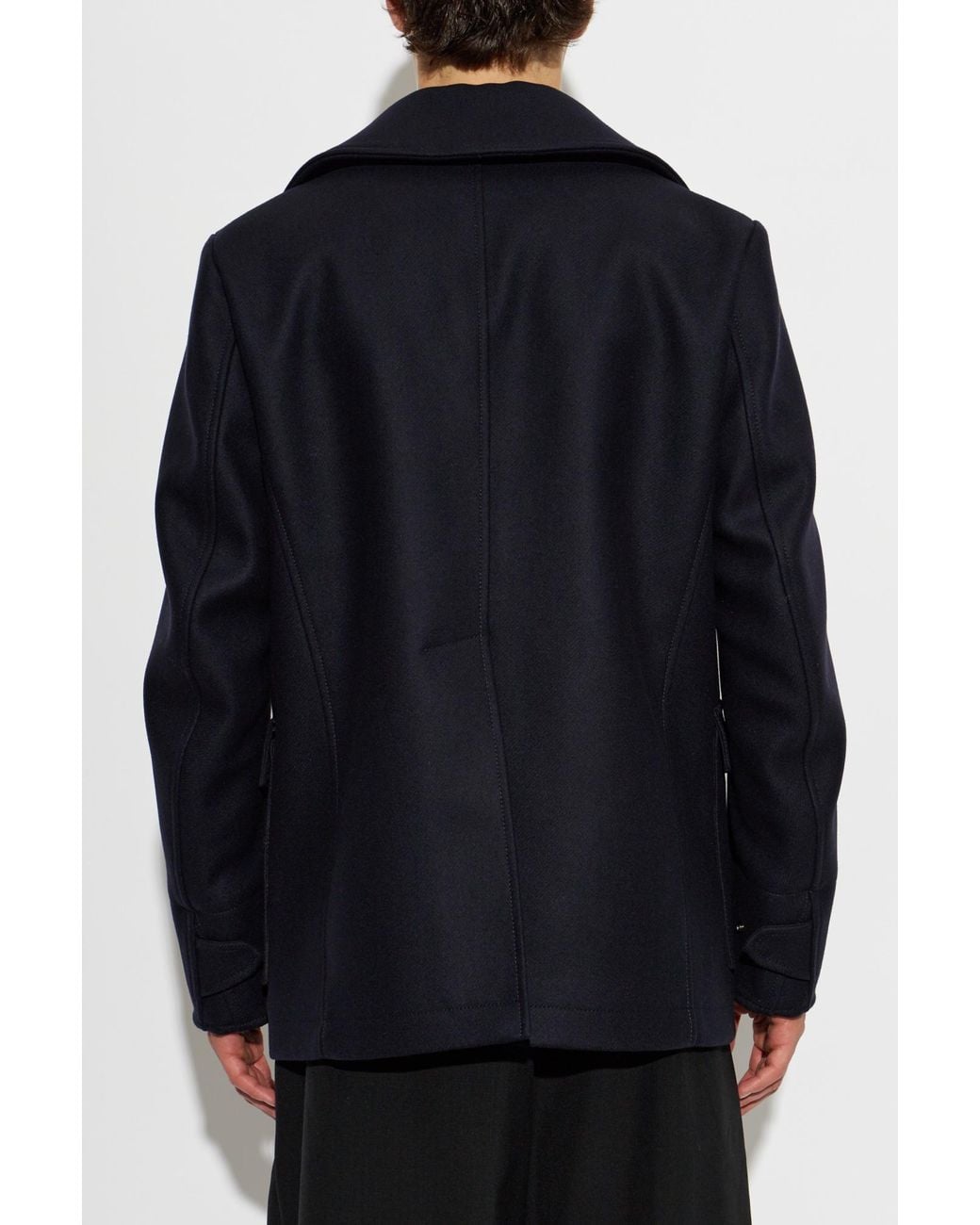 DSquared² Blue Short Double-Breasted Coat for men