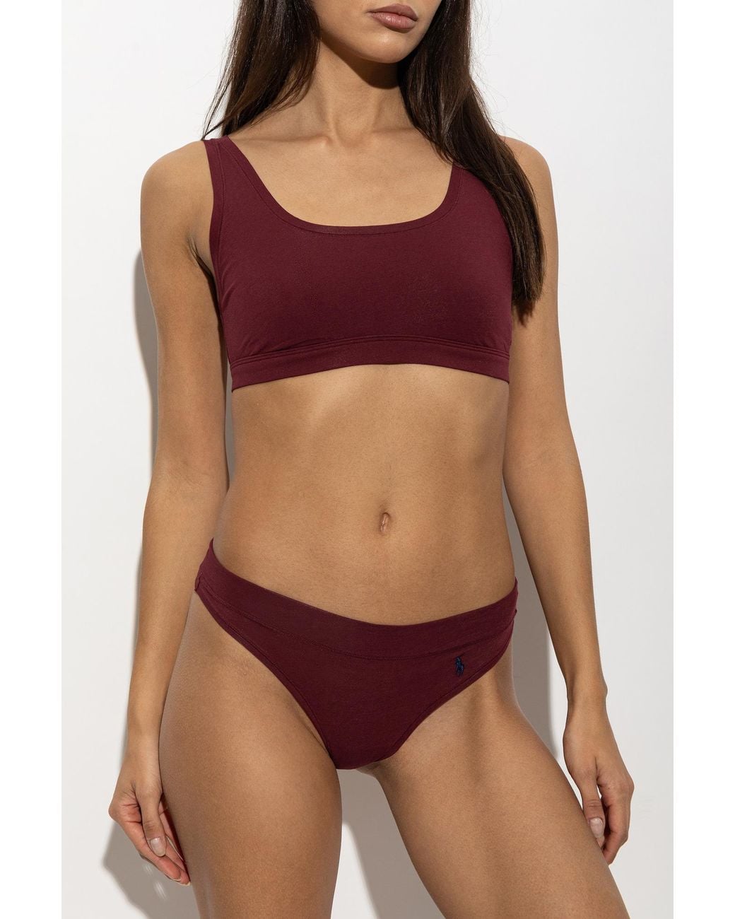 Polo Ralph Lauren Purple Cotton Thongs With Embroidered Logo