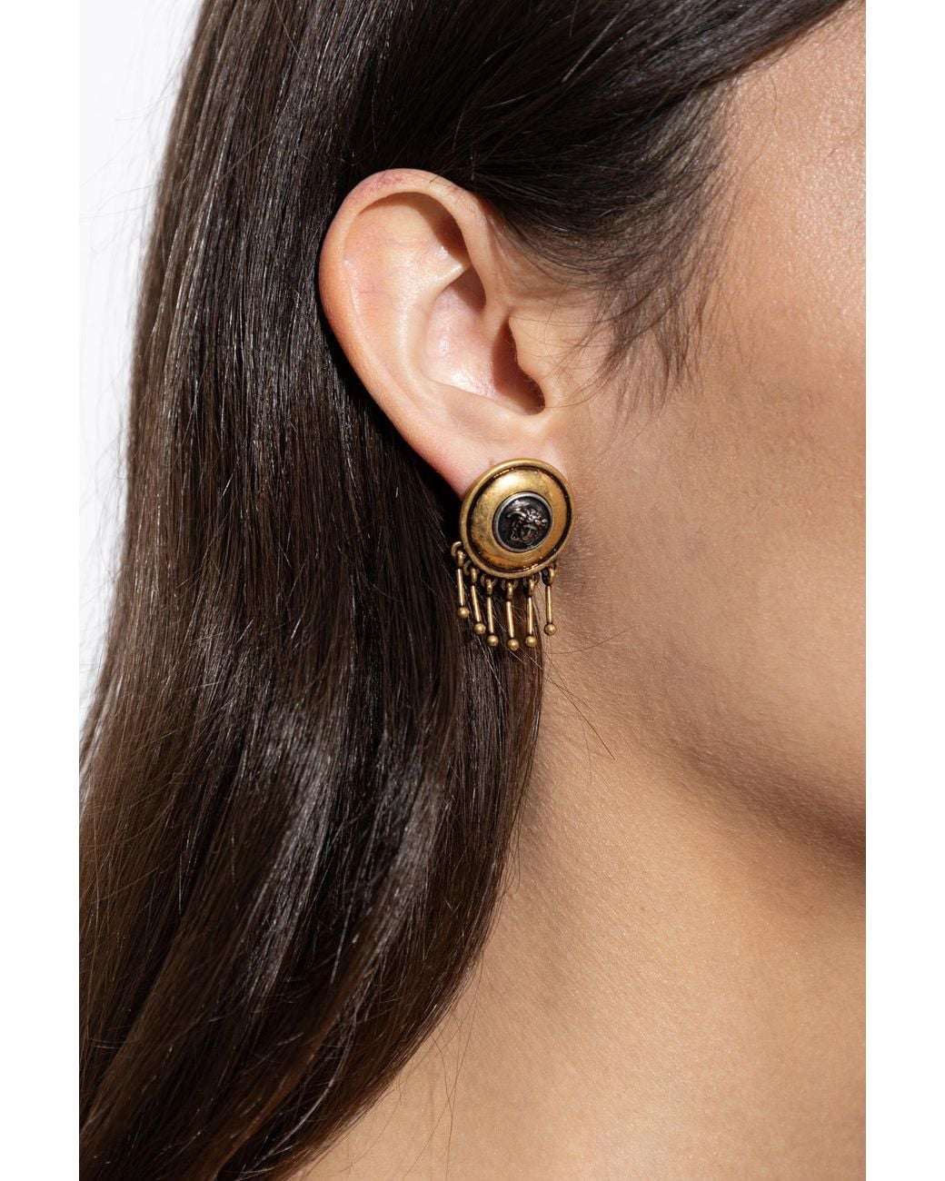 Versace Metallic Clip-On Earrings With Medusa Head