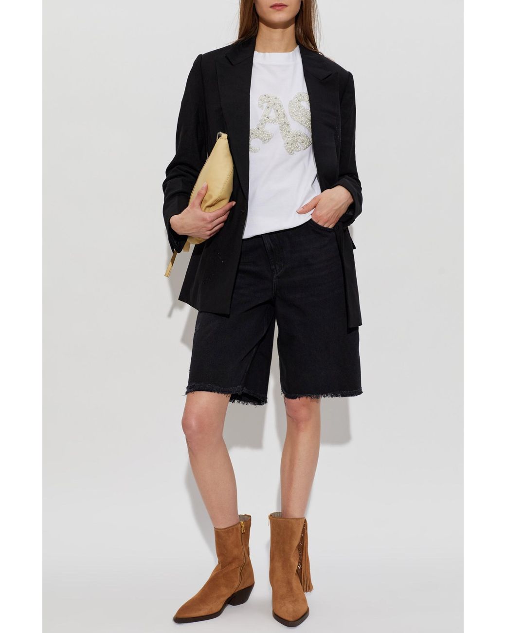 AllSaints Black 'Aki' Denim Shorts