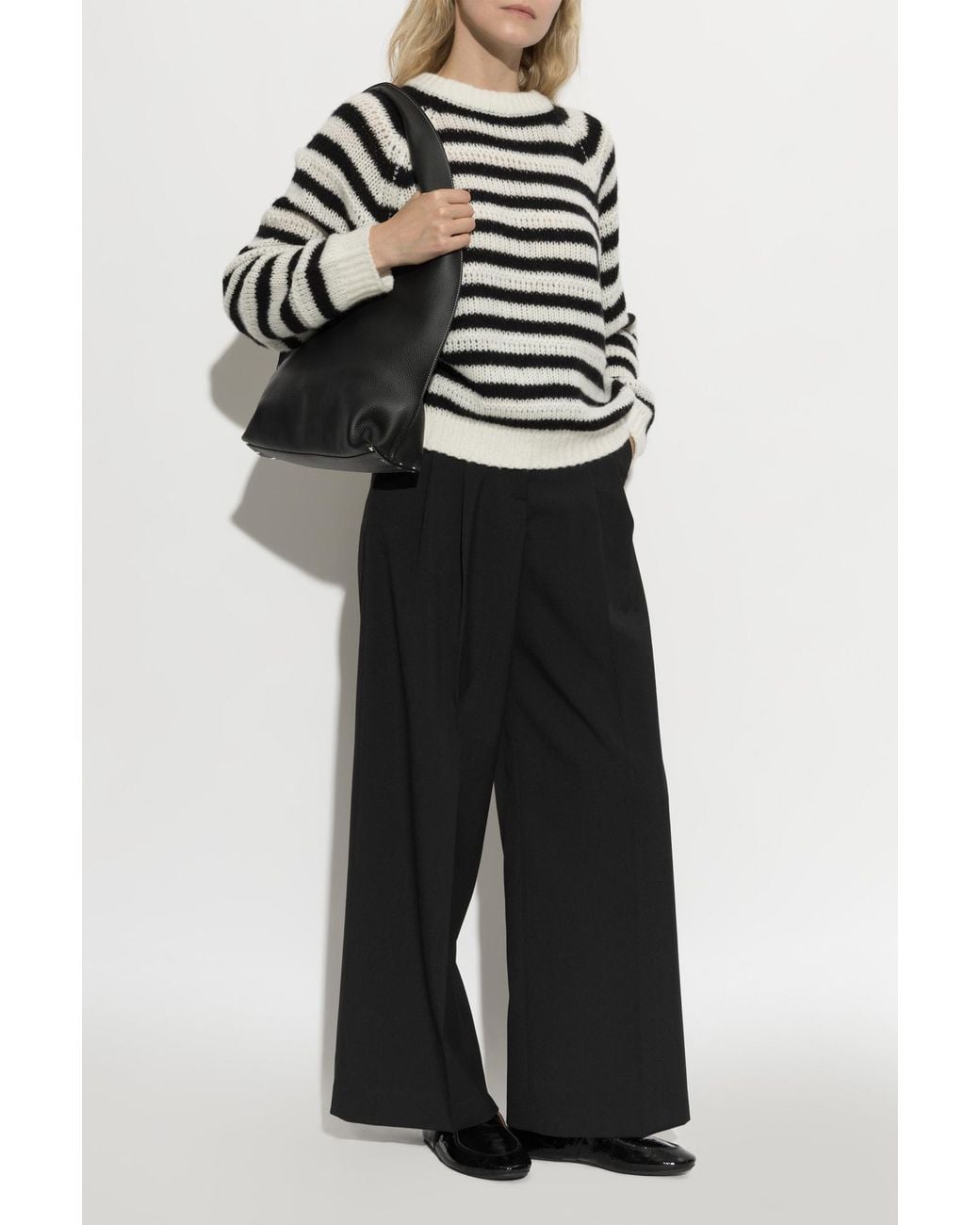 Lisa Yang Black Cashmere Sweater 'Reni Stripes'