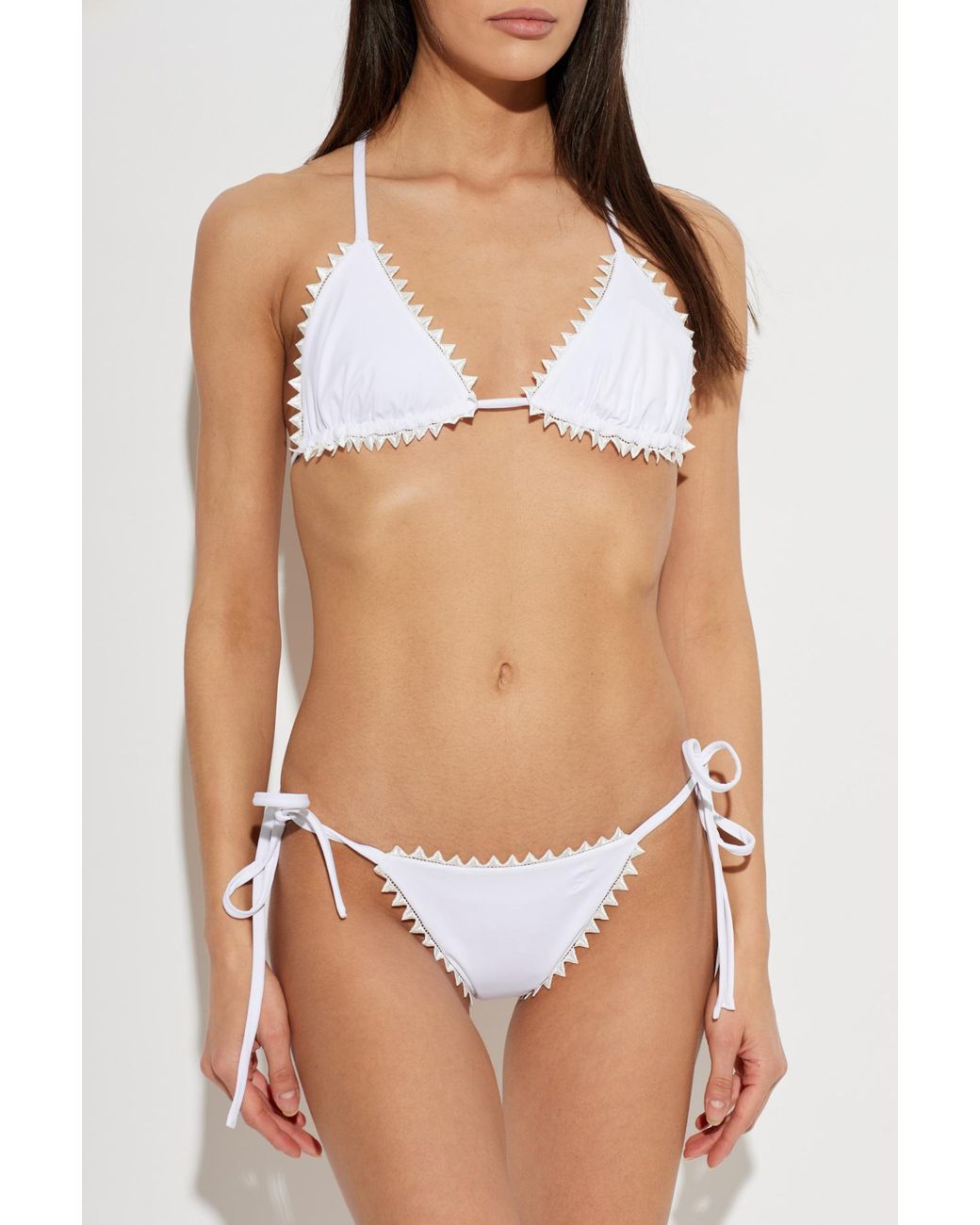 Jacquemus White Picot Bikini Top
