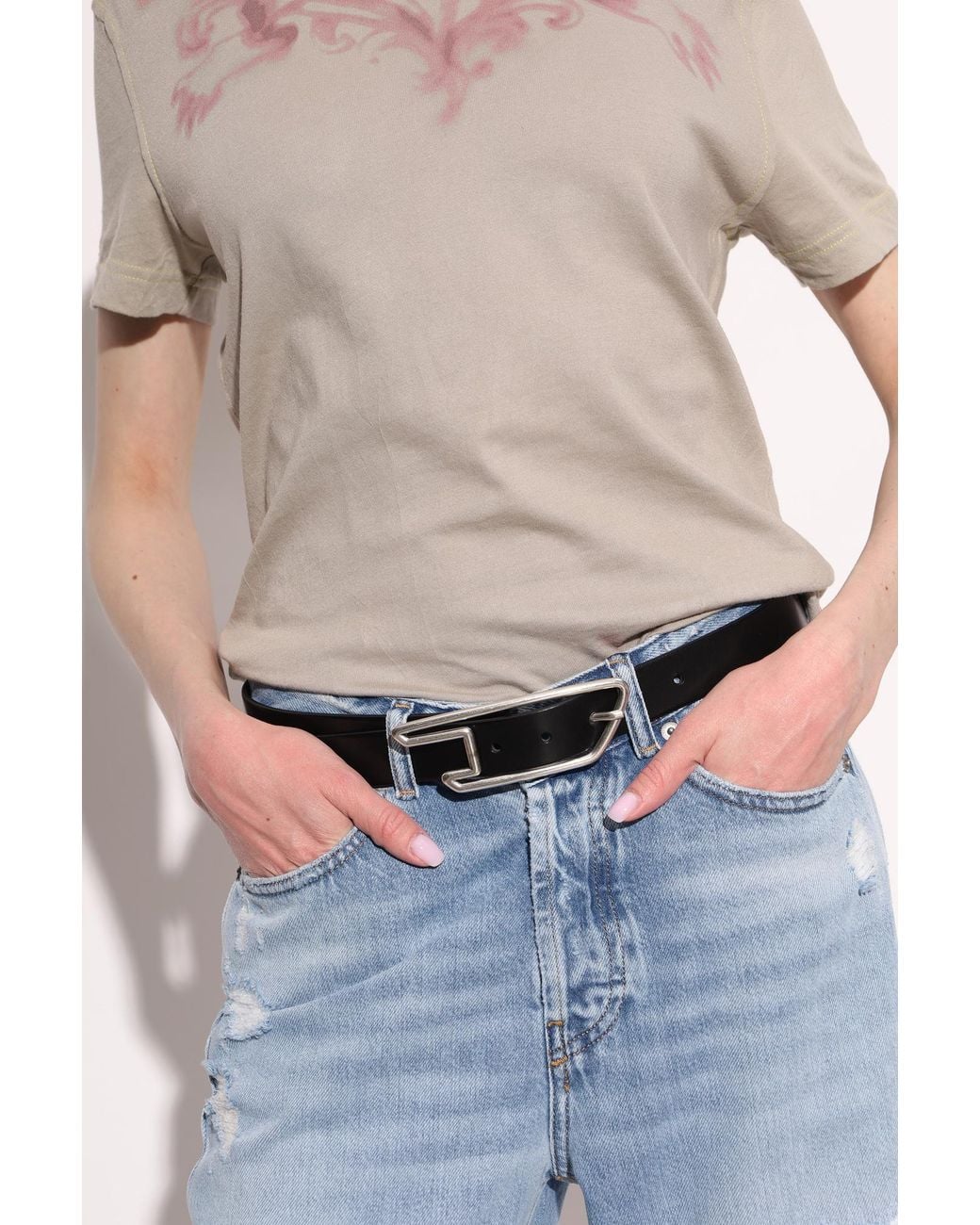 DIESEL Black Leather Belt 'B-D Line'