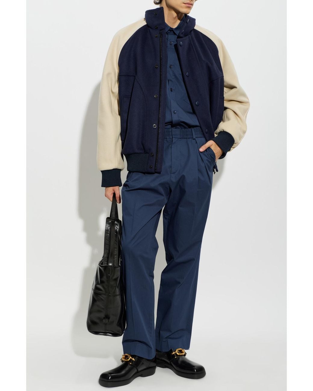 Balmain Blue Wool Bomber Jacket for men