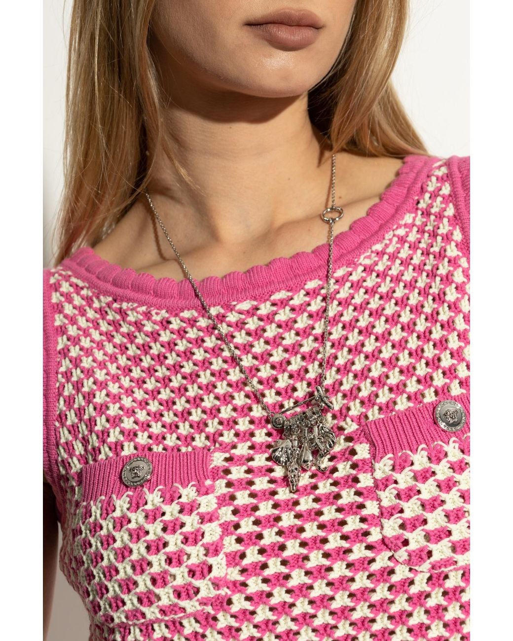 Versace White Necklace With Charms