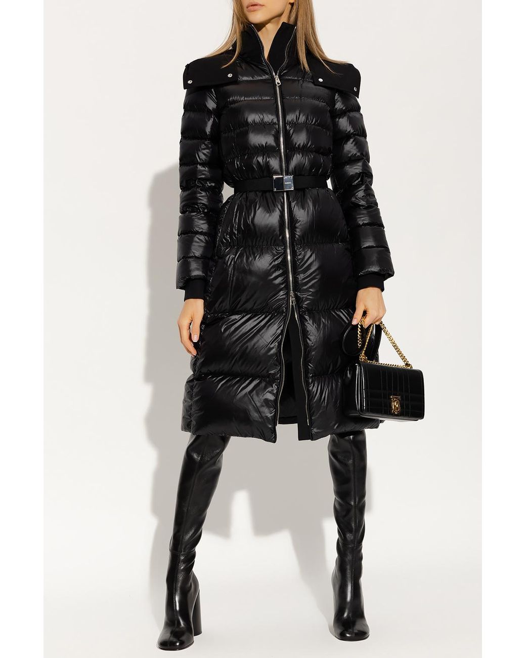 Burberry 'burniston' Long Down Jacket in Black | Lyst