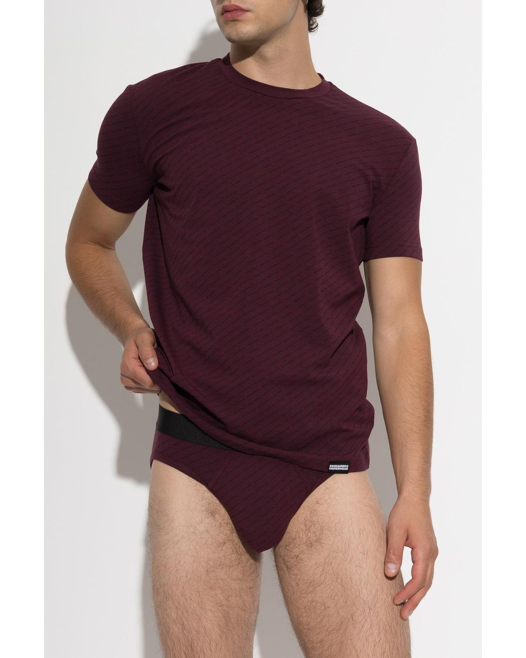 DSquared² Purple Underwear Set: Briefs, T-Shirt for men