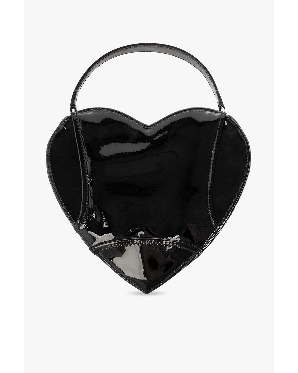 Moschino Heart-shape Moto Leather Crossbody Bag Black