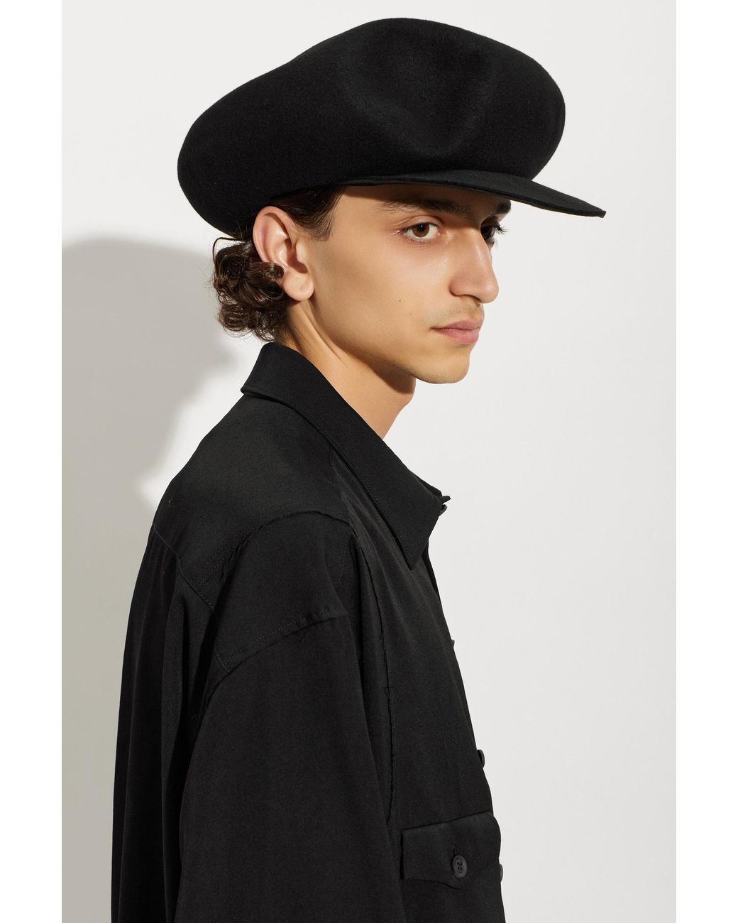Yohji Yamamoto Black Wool Flat Cap for men