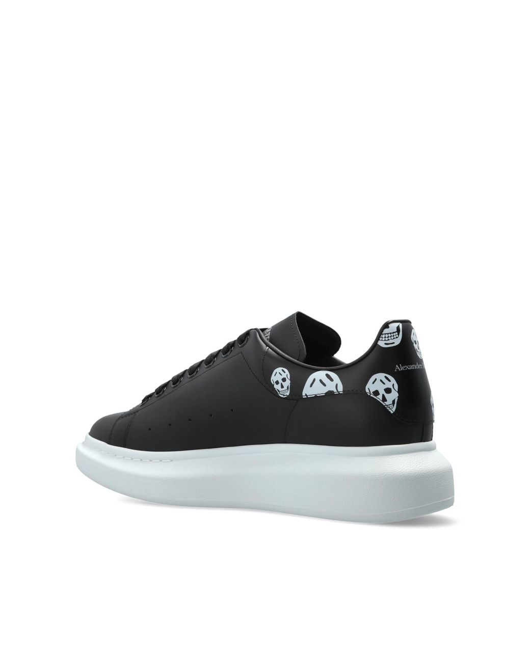 McQueen Black Leather Sports Shoes With Logo for men