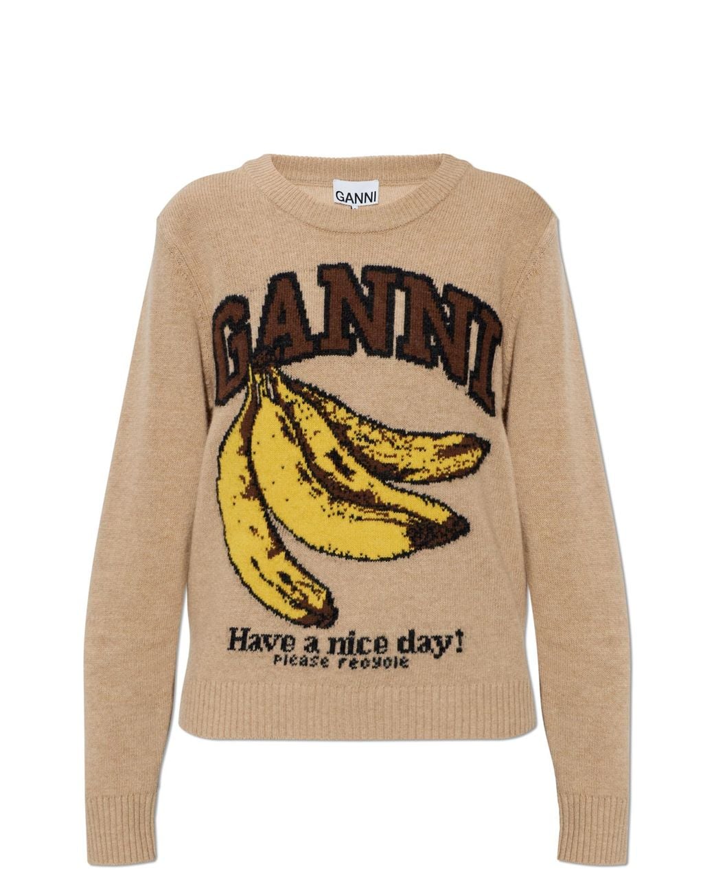 Ganni Natural Sweater With Logo