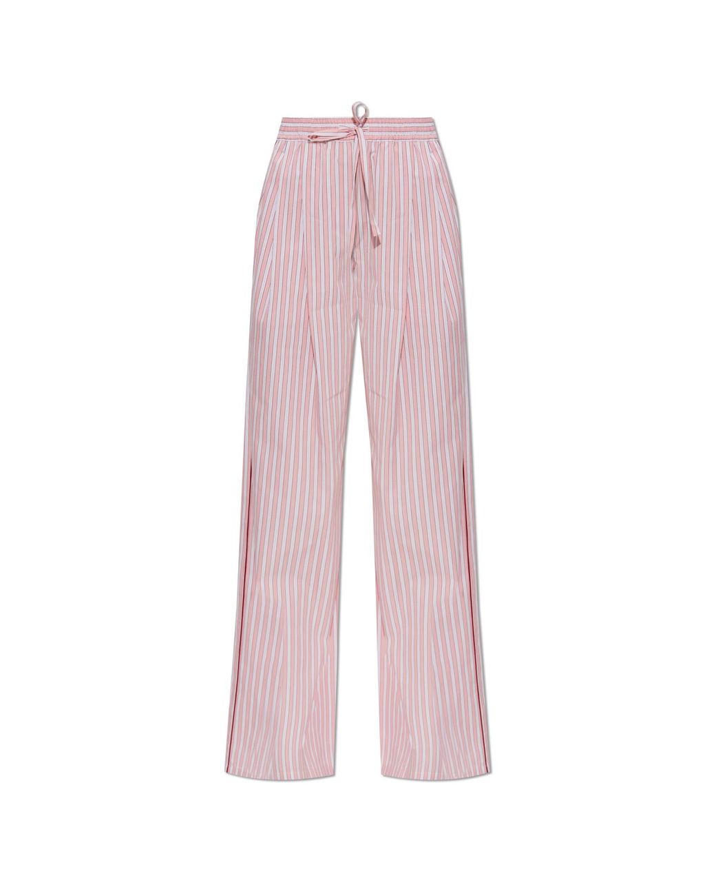 Dolce & Gabbana Pink Striped Pattern Trousers