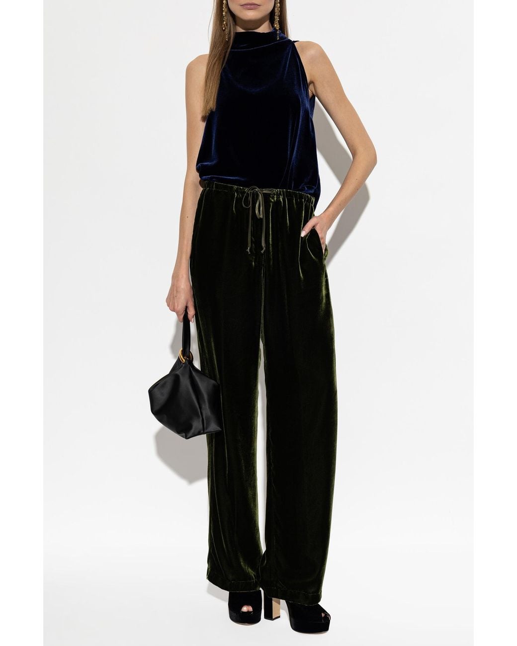 Forte_forte Black Velvet Straight-Leg Trousers