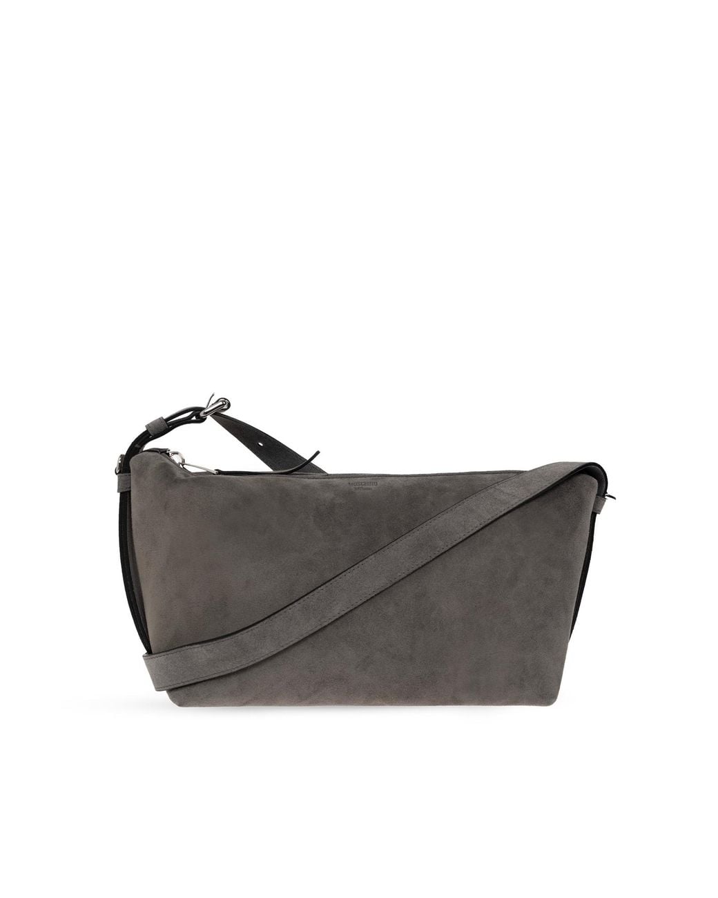 Moschino Gray Suede Logo Bag for men