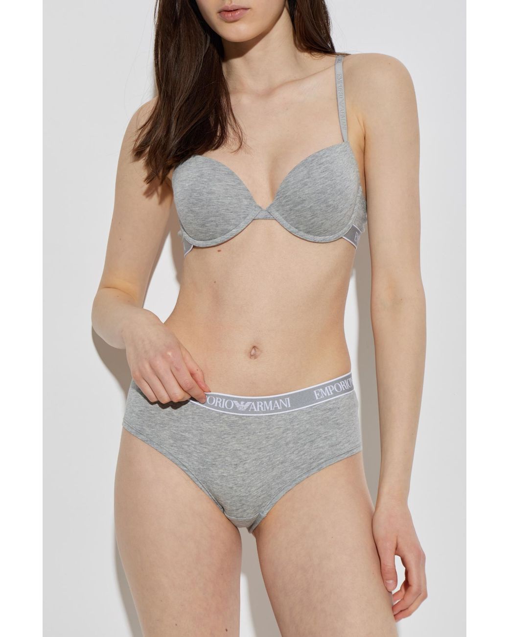 Emporio Armani Gray Cotton Bra