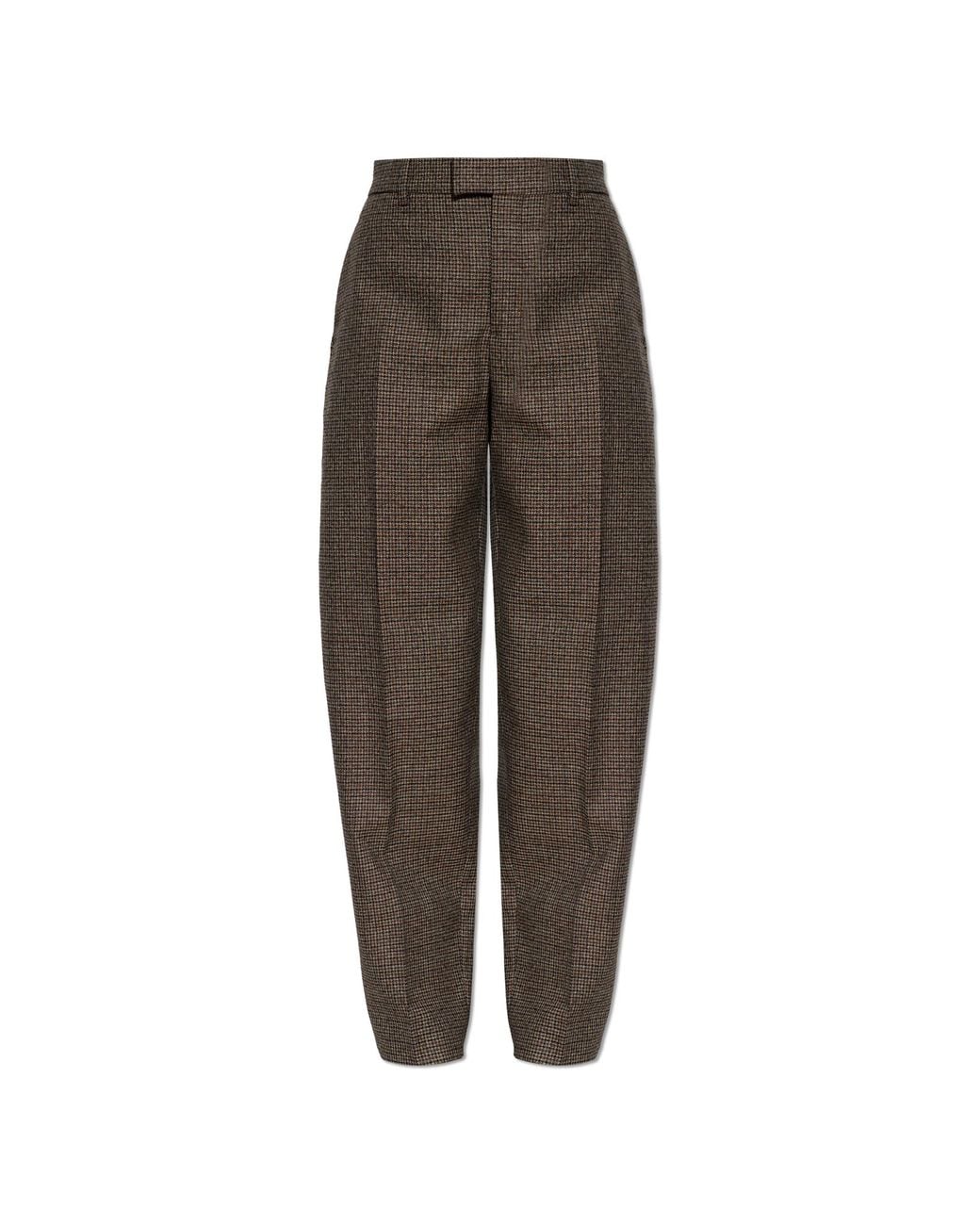 AMI Brown Wool Plaid Trousers