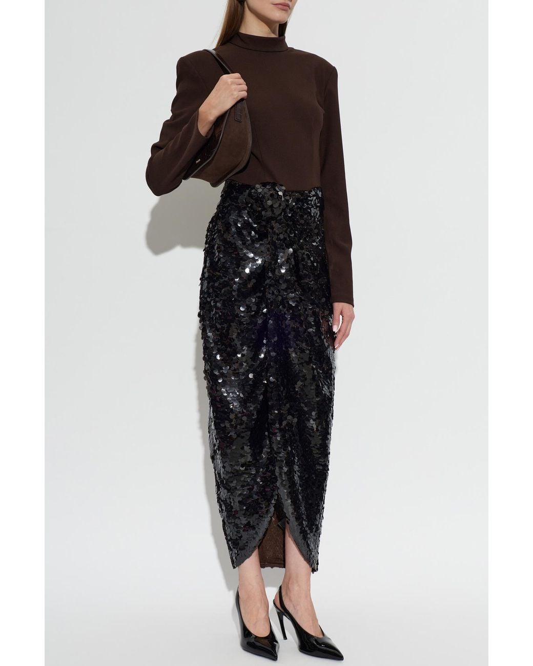ROTATE BIRGER CHRISTENSEN Black Dress With A Sequin Hem