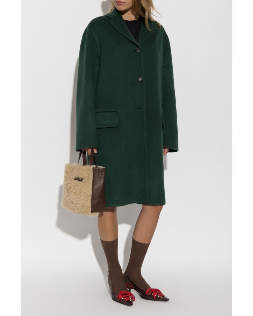 Marni Green Coat With Worn Lapels