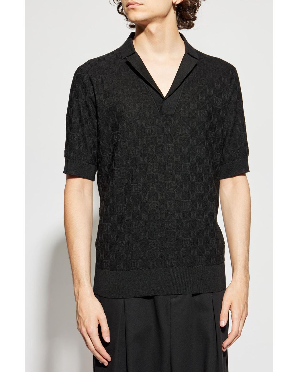 Dolce & Gabbana Black Silk Polo for men