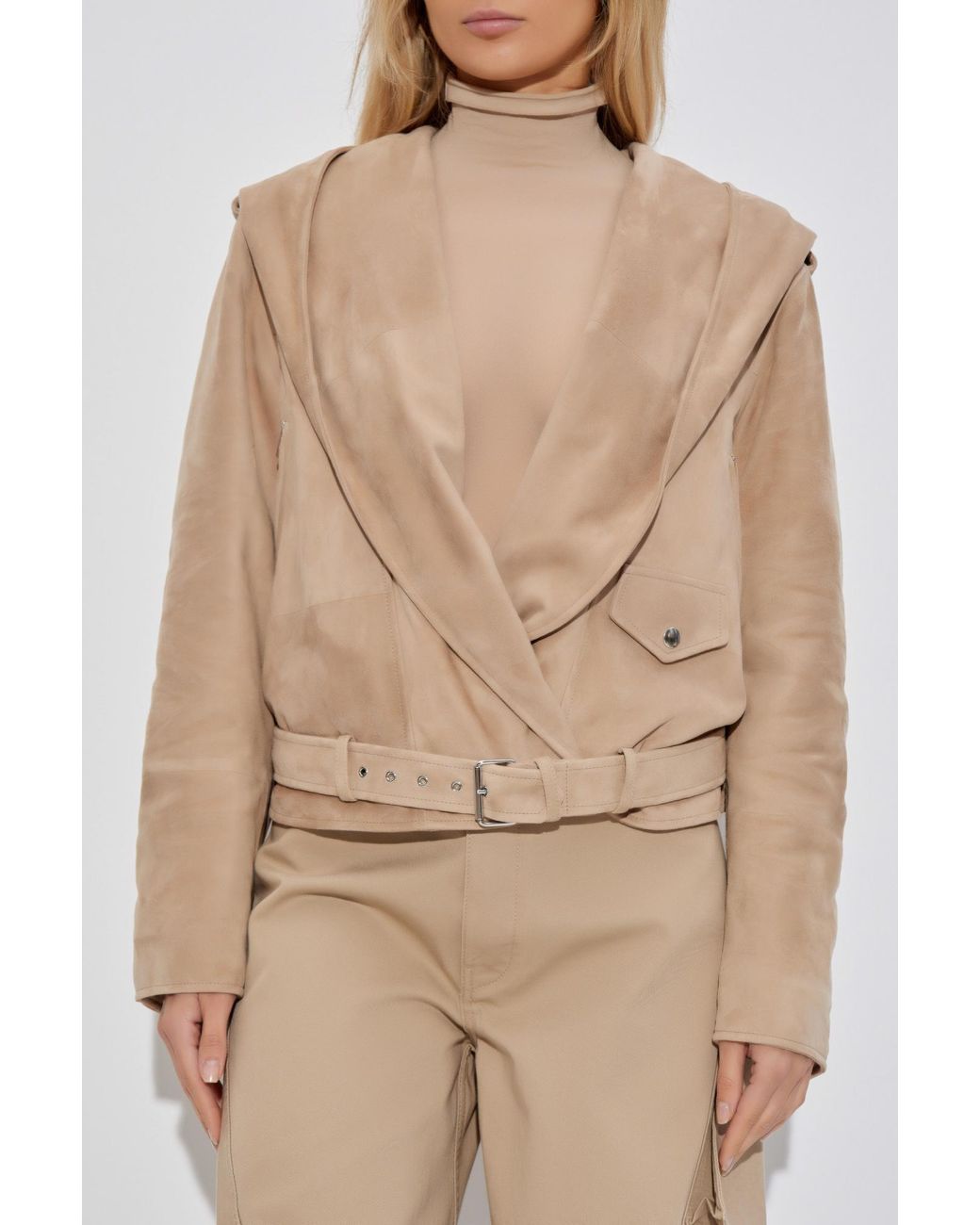 Alaïa Natural Suede Jacket With Hood