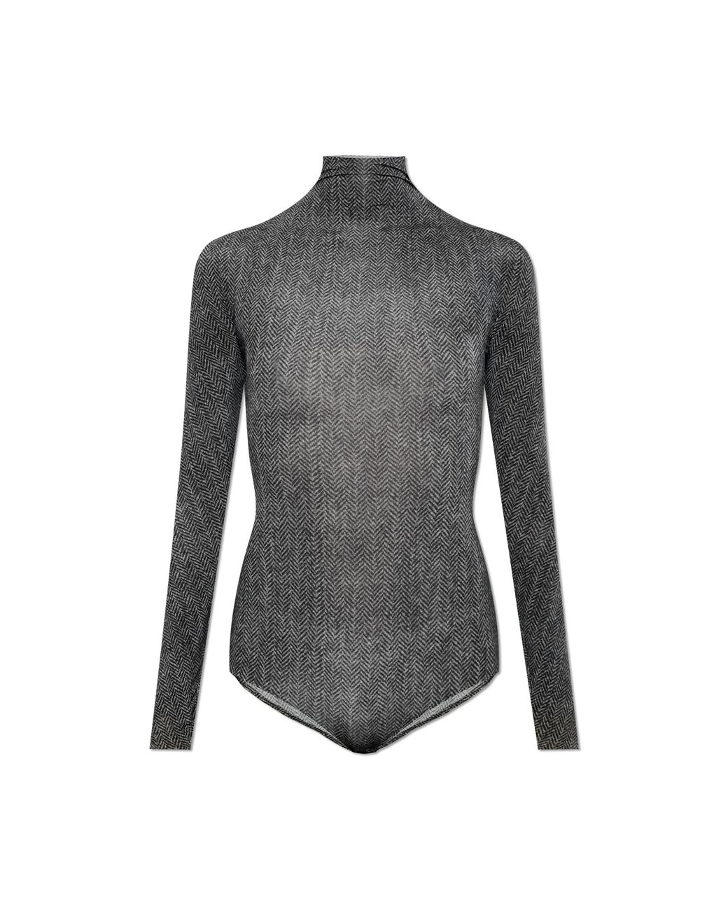 Maison Margiela Gray Herringbone Pattern Bodysuit