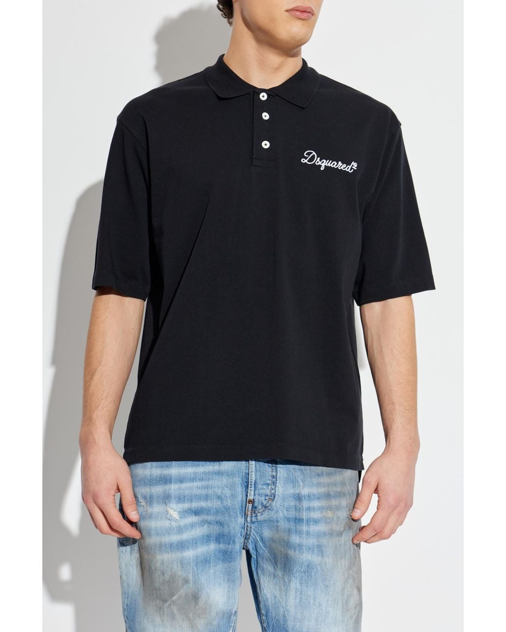 DSquared² Black Polo With Embroidered Logo for men