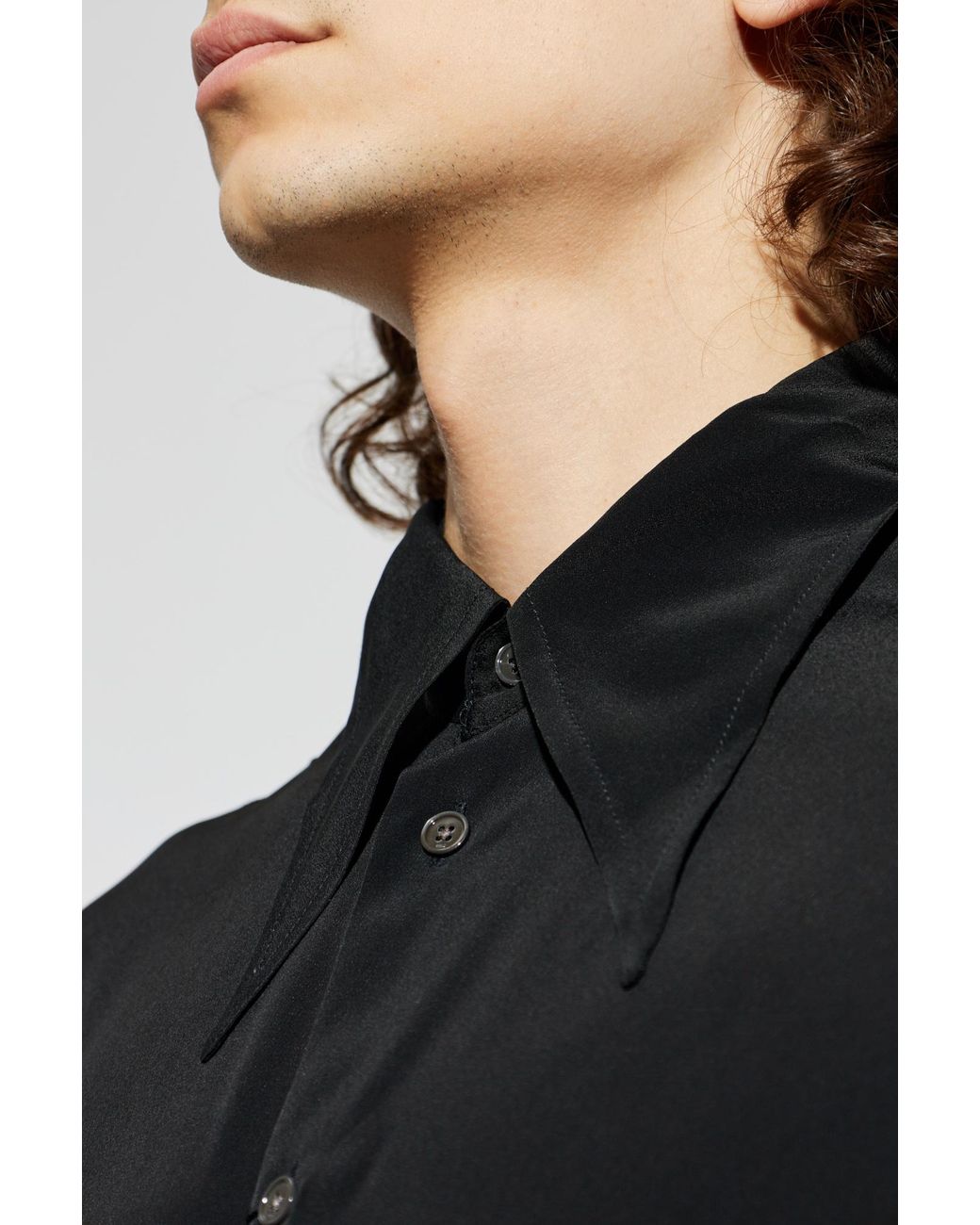 AMI Black Asymmetrical Cut Shirt for men