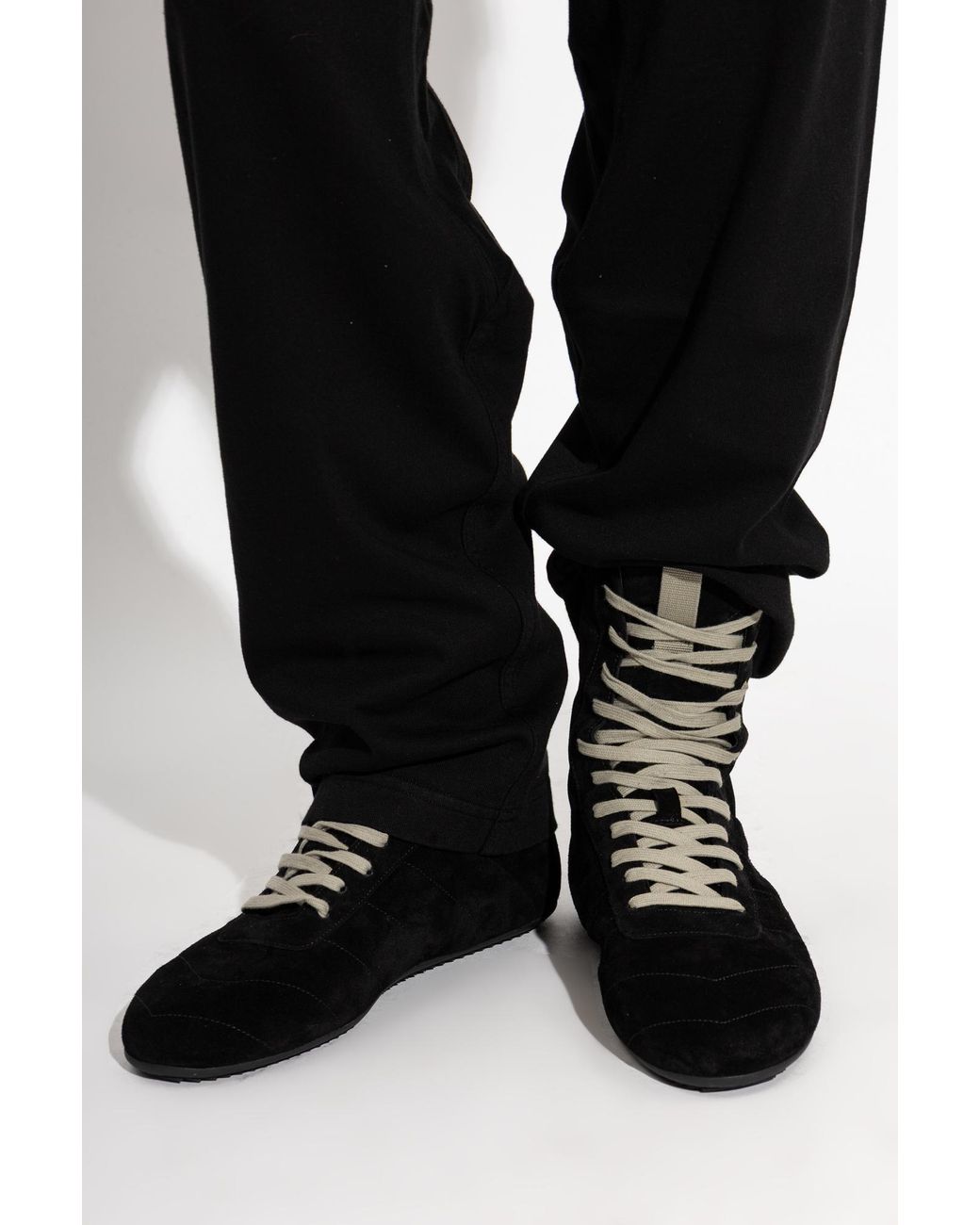 Rick Owens Black 'Quilted Minimal High Sneaks' Sports Shoes for men