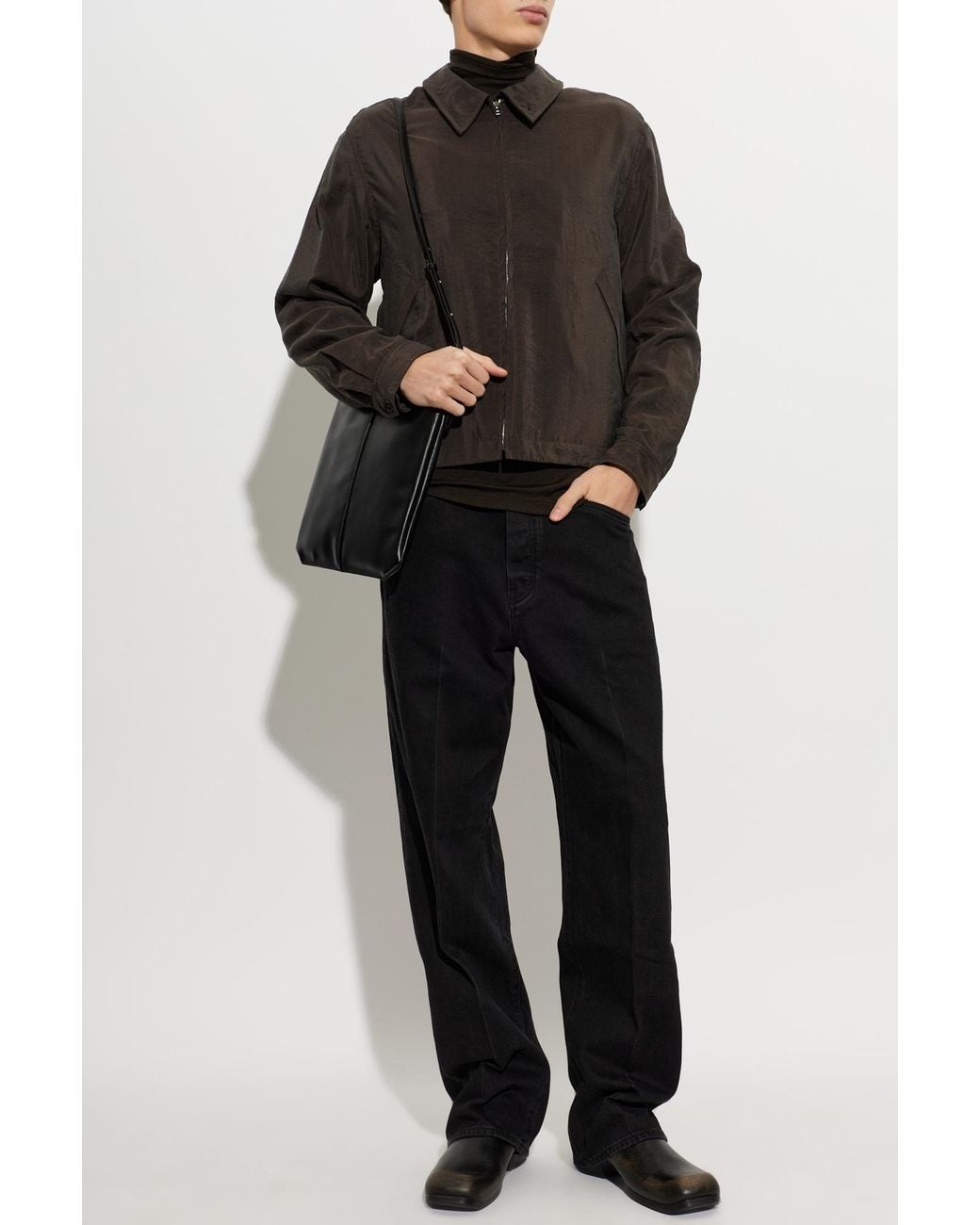 Lemaire Black Lightweight Collared Jacket for men