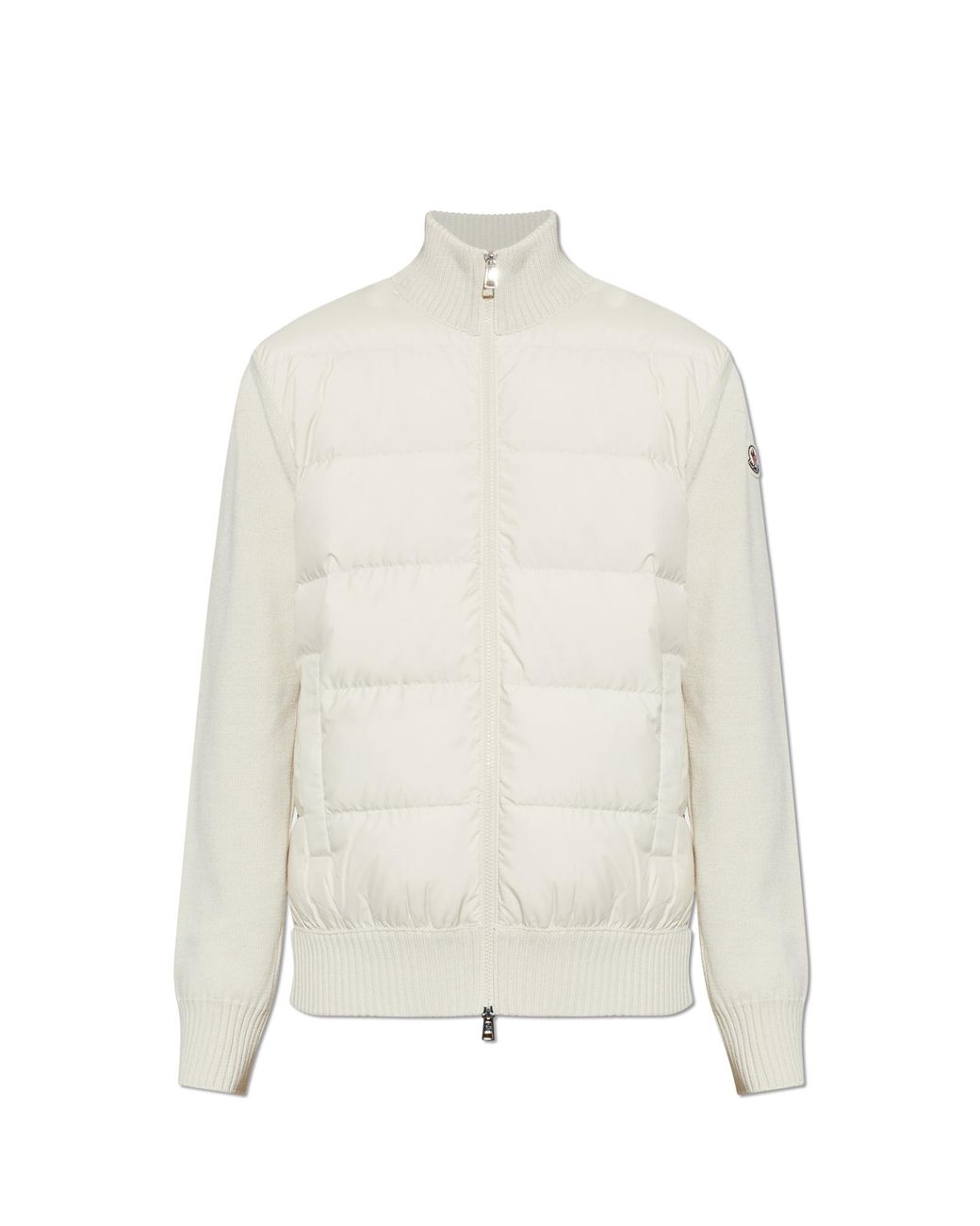 Moncler White Cardigan With Quilted Front for men