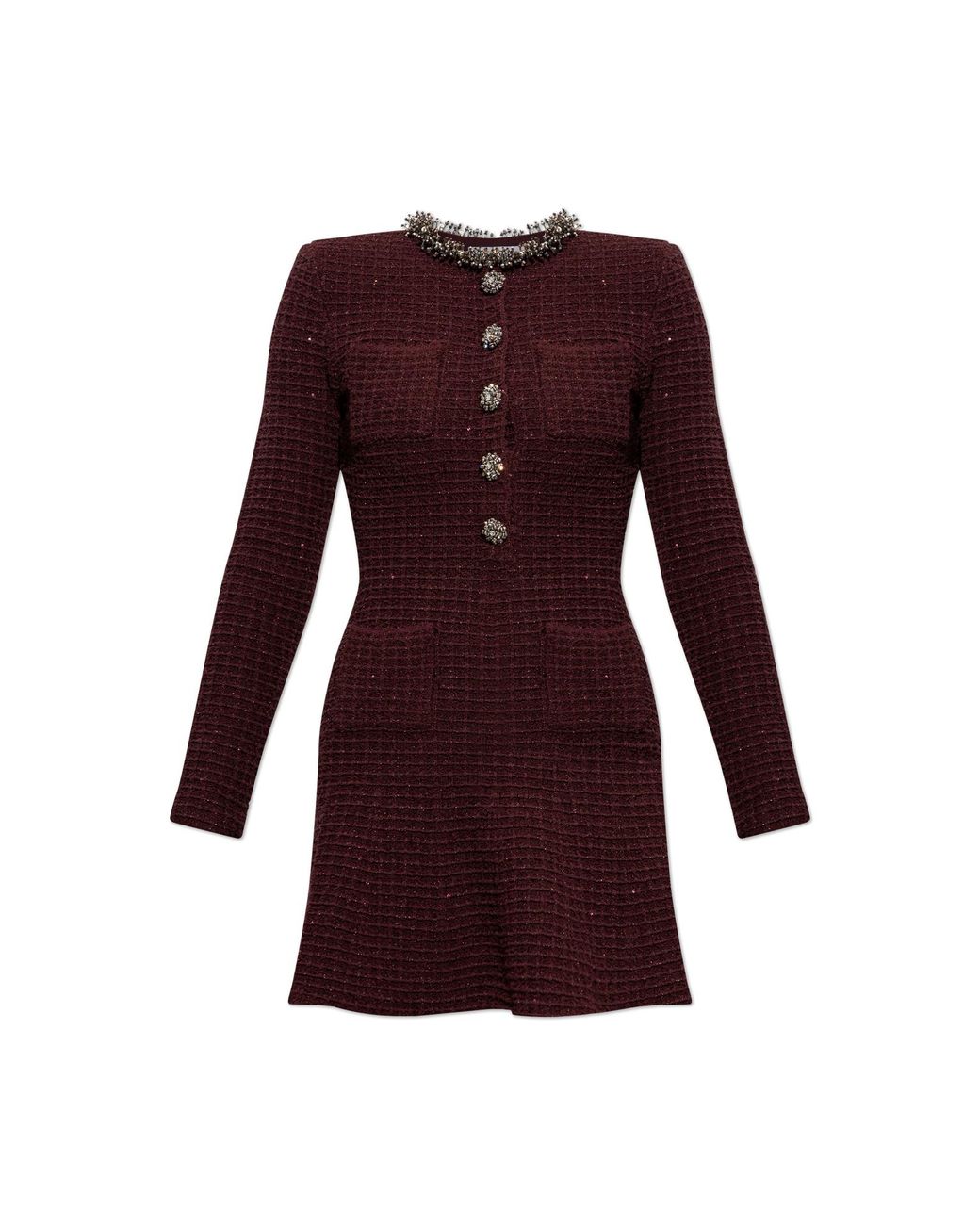 Self-Portrait Purple Tweed Dress With Shimmering Sequins