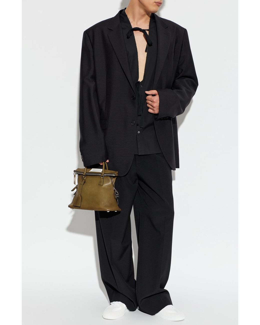 Maison Margiela Black Shirt With Decorative Tie for men