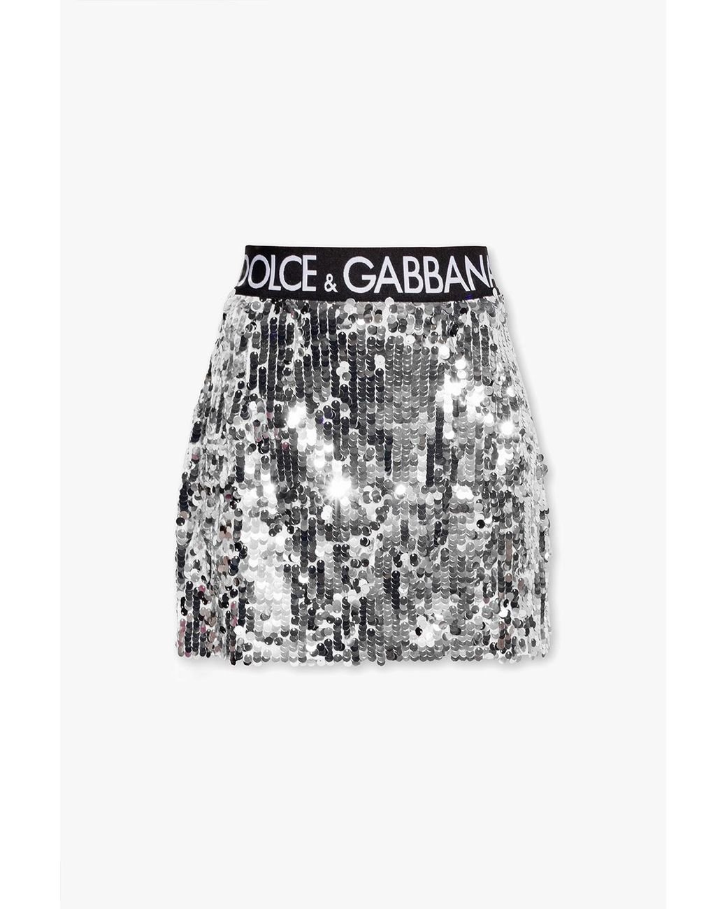 Dolce & Gabbana Sequin Skirt in Metallic | Lyst