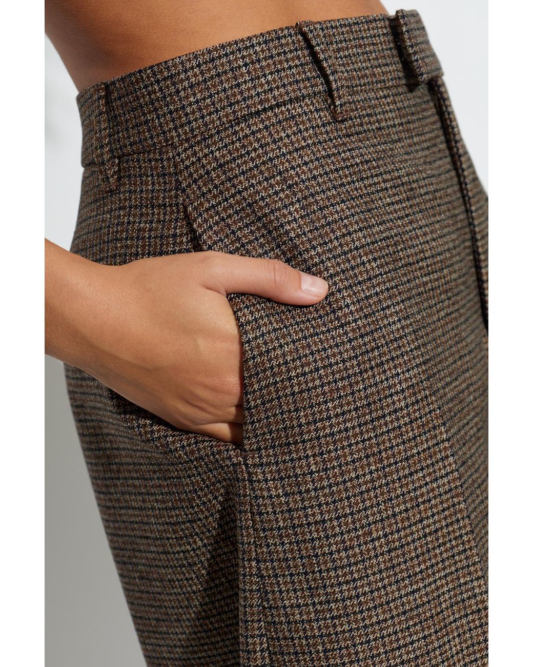 AMI Brown Wool Plaid Trousers